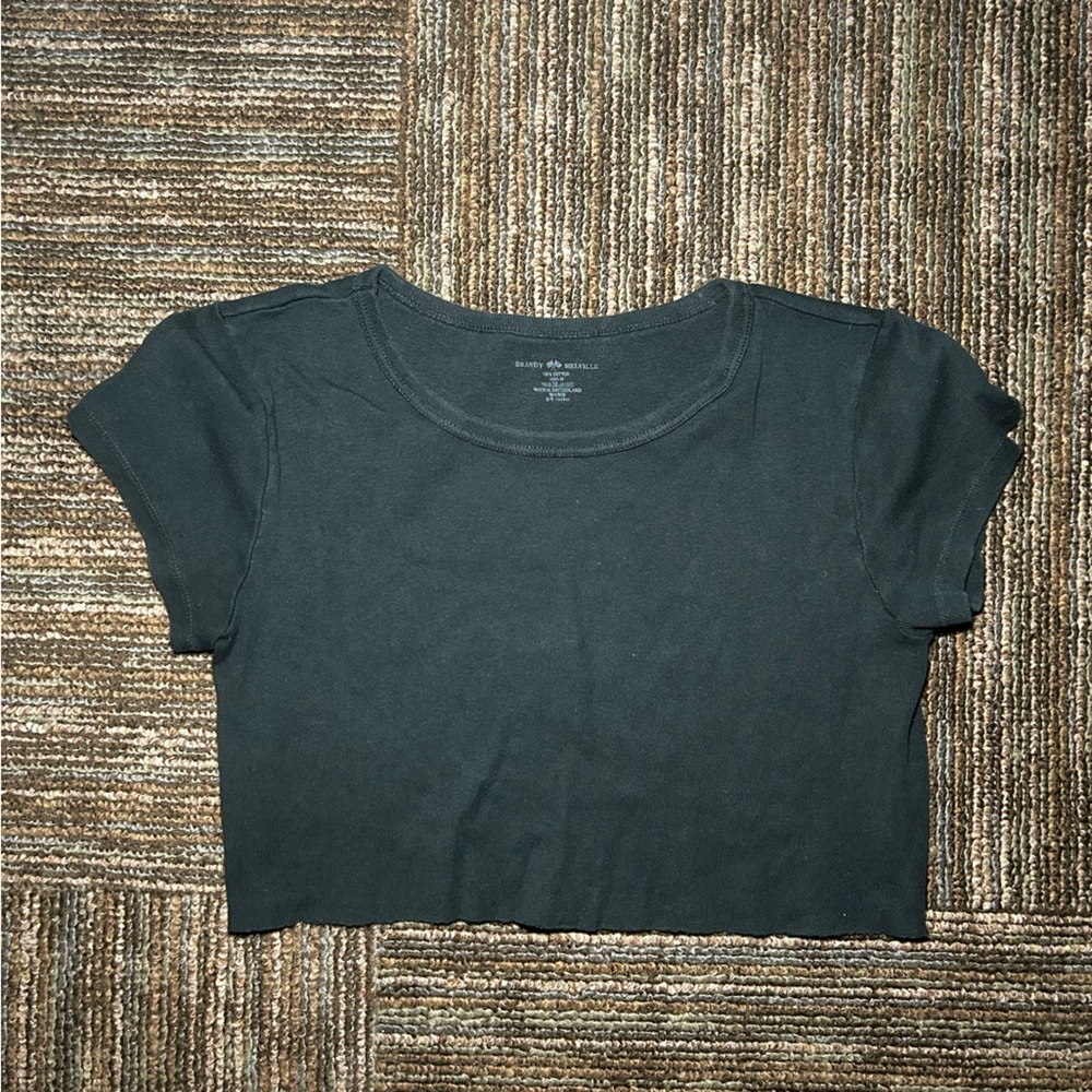 Brandy Melville Women's Short Sleeve Baby T-shirt One Size Black Cotton